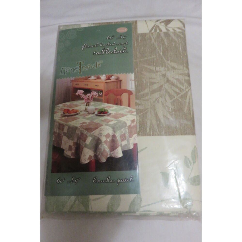 NEW IN PACKAGE VINTAGE HOME TRENDS 60 X 84 FLANNEL BACKED VINYL TABLECLOTH